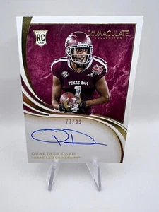 Quartney Davis - 2020 Immaculate Collegiate Rookie Auto #129 /99 Texas A&M RC - Picture 1 of 3