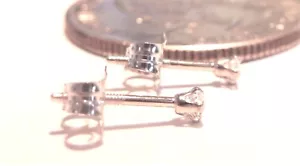 14kt Oro Blanco Puro PEQUEÑO 2MM Zirconio Cúbico Tornillo Espalda 14kt Espalda - Imagen 1 de 5