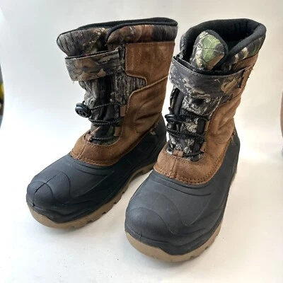 Ozark Trail Youth Winter Camo Hunting Boots Size 4 Brown Leather Waterproof - Image 1 of 4