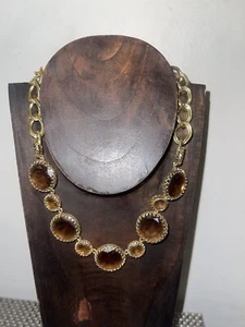 Premier Designs Jewelry Rhodium Plated Brown Crystals Necklace - Picture 1 of 11