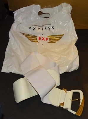 Express Compagnie Internationale L Cuero y Poliéster CINTURÓN BLANCO Hecho en Corea Foto 1 de 4