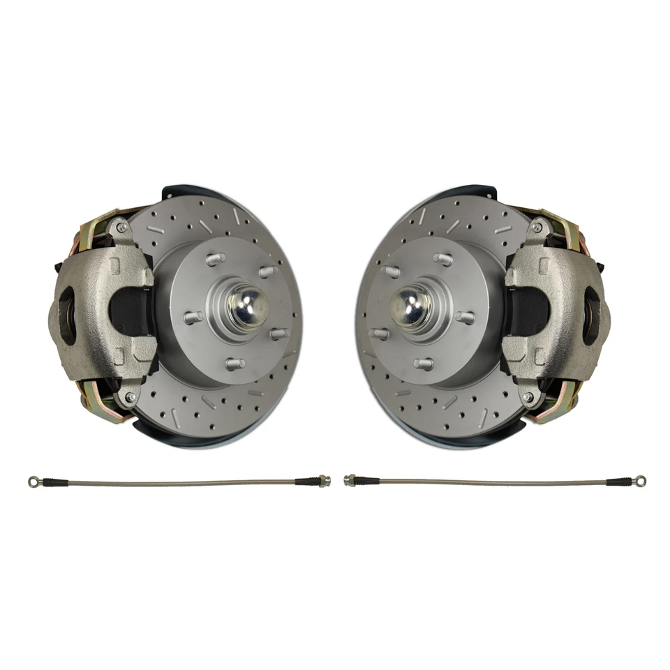 1968-74 Chevrolet Nova Front Disc Brake Conversion Kit with Drilled Rotors - Image 1 of 4