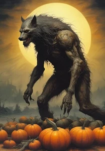 halloween decoration Werewolf With Pumpkin Picture - Picture 1 of 1