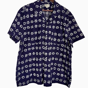 Camisa J Crew Cuello Campamento Abotonada Talla XL Para Hombres Azul Blanco Floral Verano Algodón - Imagen 1 de 4