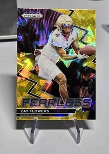 2023 Panini Prizm Draft Picks - Fearless Gold Ice Prizm #F-24 Zay Flowers (RC) - Picture 1 of 2