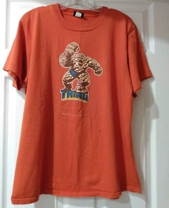 VTG/RARE Marvel Comics The Thing Graphic T-Shirt Orange Size L USA Holes/Stains - Picture 1 of 8
