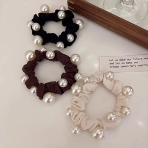 US 6PCS Women Elastic Pearl Hair Scrunchies Rope Tie Ring Ponytail Holder - Picture 1 of 7