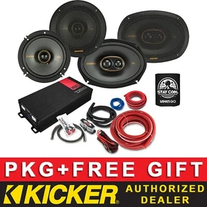 KICKER KSC6504 6.5+KSC69304 6X9 CAR AUDIO SPEAKERS PACKAGE+DS18 4CH AMP+8AWG KIT - Picture 1 of 8