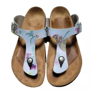 Sandali Birkenstock taglia 39 papillio Giza perizoma in pelle farfalle floreali blu - Foto 1 di 11