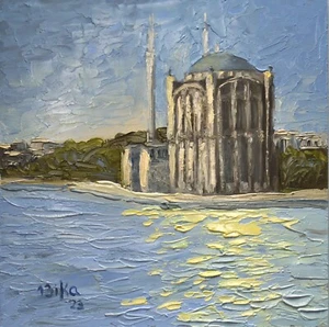 Mosque Ortakoy Original Painting Seascape Impressionism Collectible Istanbul - Picture 1 of 4