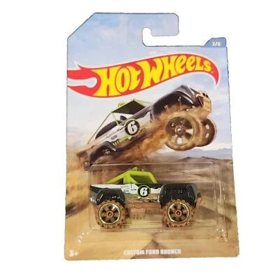 2019 Hot Wheels Walmart Baja Rally Truck Series 2/6 CUSTOM FORD BRONCO Gray/Lime - Image 1 of 4