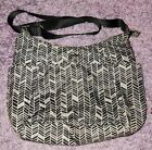 Baggallini Carry-All Bag Gray /Blk/Wh Chevron Nylon Water Resistant Used Once