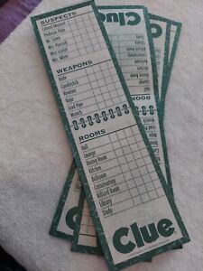 1979 CLUE Board Game Replacement Score Pad 