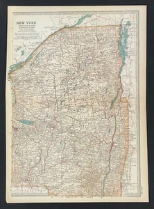 Karte von New York North & Eastern Century Atlas Original Litho Farbe 1901 - Bild 1 von 4
