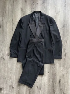 VNTG Givenchy Monsieur Blazer Men Big and Tall XL Black Double Breasted - Picture 1 of 7