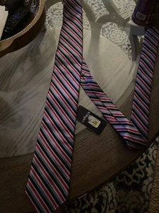 DANIEL CREMIEUX Striped Tie Blue And Pink Italy NWT NEW - Picture 1 of 3