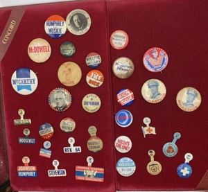 SPECTACULAR COLLECTION POLITICAL MILITARY BUTTONS  PIN BACKS + - Picture 1 of 6