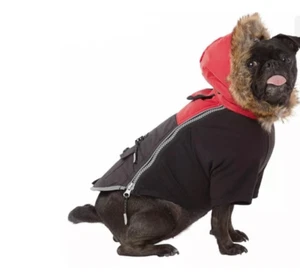 Top Paw Hunde Winter Wettermantel mit Kapuze rot S-M wasserdicht warm ultra reflektierend - Bild 1 von 2