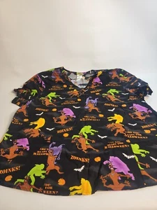 Hanna Barbera Scooby-Doo “Zoinks” Black Halloween Short Sleeve Scrub Size 2X - Picture 1 of 11