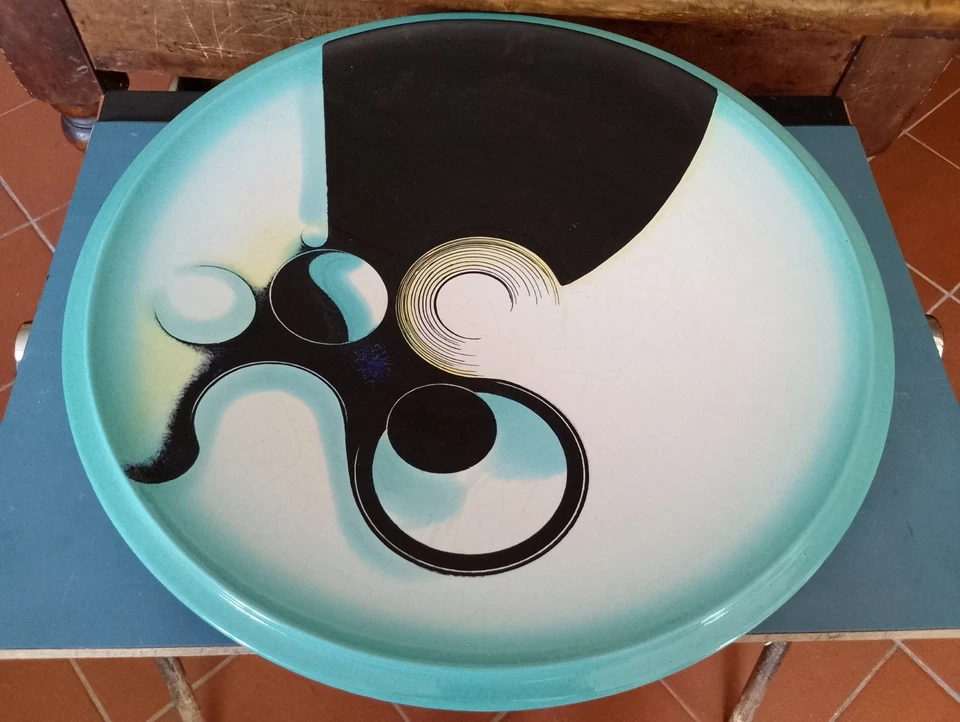 ISTITUTO D'ARTE FAENZA GRANDE PIATTO IN CERAMICA ANNI 60 DIAMETRO 53 GUERRA  - Immagine 1 di 4