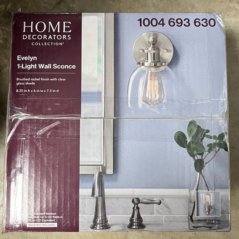 Home Decorators Collection Evelyn 1-light Brushed Nickel Wall Sconce ... A3