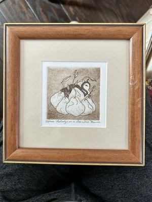 Grabado firmado por Marcia Davis y perdiz de aguatinta peral certificado de autenticidad por artista enmarcado Foto 1 de 4