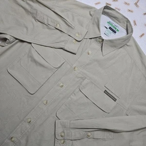 ExOfficio Buzz Off Insect Shield Shirt Mens Large Khaki Button Up Fishing - Picture 1 of 19