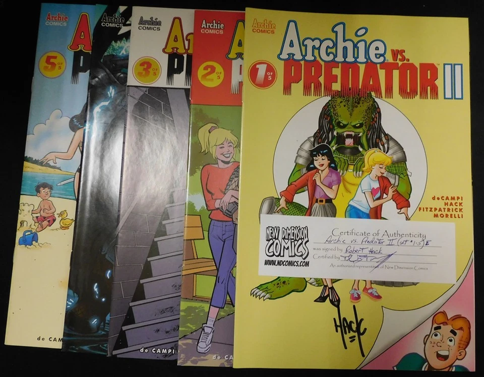 ARCHIE VS PREDATOR II 1-5 E VARIANT COMIC SET COMPLETE SIGNED HACK 2019 VF+ - Image 1 of 1