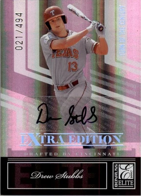 2007 Donruss Elite Extra Edition Sig Turn the Century Drew Stubbs Auto /494 BB - Image 1 of 2