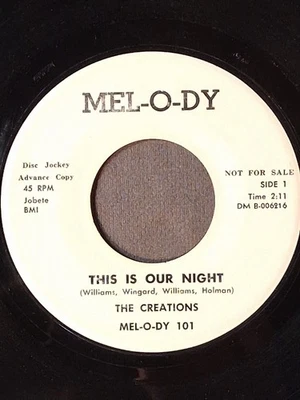 Motown   THE CREATIONS   This Is Our Night    MEL-O-DY 101   DJ - Image 1 of 2