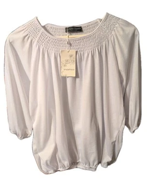 НОВЫЙ С ЯРЛЫКАМИ ПРОСТОЙ ВКУС РАЗМЕР 2XL БЕЛАЯ БЛУЗКА ЛЕГКИЙ/ТОНКИЙ МЕРЫ 26»PTP И 25» L - Изображение 1 из 4