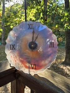 12.5" Wall Quadrant Clock "Mineral Halo" with Wood Time Hands & Neumeric Hour - Picture 1 of 6