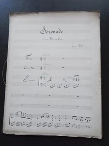 PARTITION  ANCIENNE MANUSCRITE RARE - EMILE TITL  SERENADE POUR FLUTE COR PIANO - Imagen 1 de 2