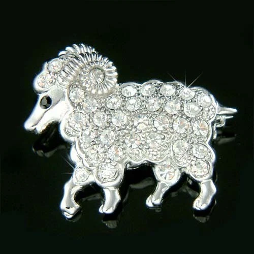 ~BIG HORN SHEEP Lamb Goat made with Swarovski Crystal Mountain Animal Pin Brooch - Image 1 of 1