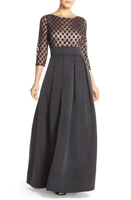 Vestido de fiesta para mujer Eliza J de malla a lunares negro talla 4 Foto 1 de 4