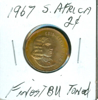 1967 SOUTH AFRICA 2 CENTS FINEST GRADE BU RAINBOW   3.99 SHIPPING TO S.A. * - Image 1 of 2
