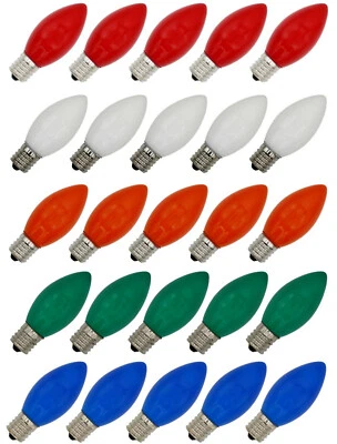 25 Pk C9 Replacement Bulbs for Christmas Lights, E17, 7 Watt, Ceramic Multicolor - Image 1 of 4