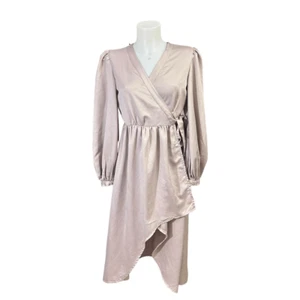 Express Pink Blush High Low Wrap Midi Dress Puff Long Sleeves size S/M - Picture 1 of 9