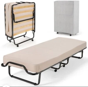 Costway Portable Folding Bed W/ Memory Foam Mattress Rollaway Guest Home Camping - Picture 1 of 7