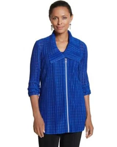 TRAVELERS COLLECTION plissierte dehnbare Reißverschluss Jacke blau 2/12 - 14 neu mit Etikett - Bild 1 von 2