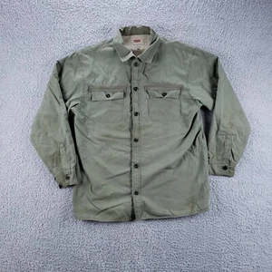 Levis Shirt Mens Large Green Sherpa Lined Shacket Pockets Button Up Long Sleeve - Picture 1 of 14