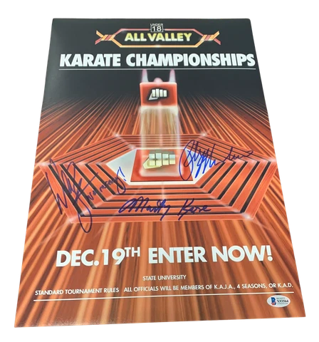 RALPH MACCHIO WILLIAM ZABKA MARTIN KOVE SIGNED AUTO THE KARATE KID 12X18 BAS 1 Cover