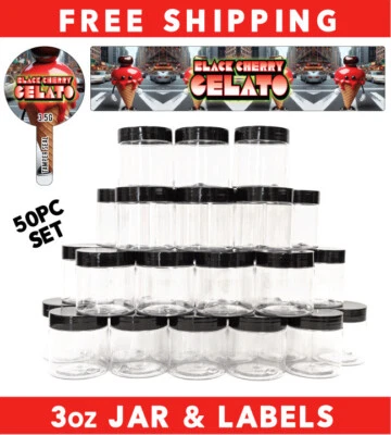 3oz Food Grade Jars & Top - Waterproof Top & Side Label Set - Tamper ( 50pack ) - Image 1 of 4