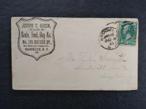 New York: Brooklyn 1883 Joseph Green Grain, Feed, Hay Advertising Cover - Picture 1 of 2