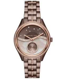 Orologio da donna Michael Kors Lauryn quadrante oro rosa cinturino acciaio marrone - MK3757 - Foto 1 di 9