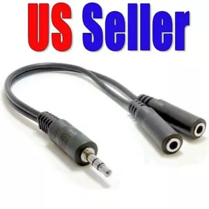 Adaptador de cable divisor de audio estéreo de 3,5 mm macho a 2 hembra ¡vendedor de EE. UU.! - Imagen 1 de 2