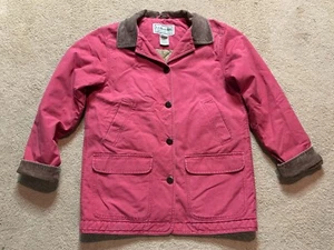 Vintage LL Bean Salmon Canvas Insulated Field Jacket Chore Barn Coat Corduroy M - Picture 1 of 6