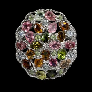 925 Sterlingsilber Ring Birne Turmalin Aquamarin Peridot Edelstein Schmuck 7.5 - Bild 1 von 14