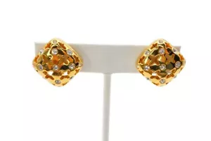 Pendientes con clip de cristal Swarovski en tono dorado cuadrado X - Imagen 1 de 7