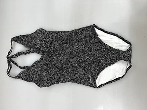 Speedo Size 10 Women's 1 Pc Black White Speckle X BACK SwimSuit NWOT Swim Suit - Picture 1 of 3